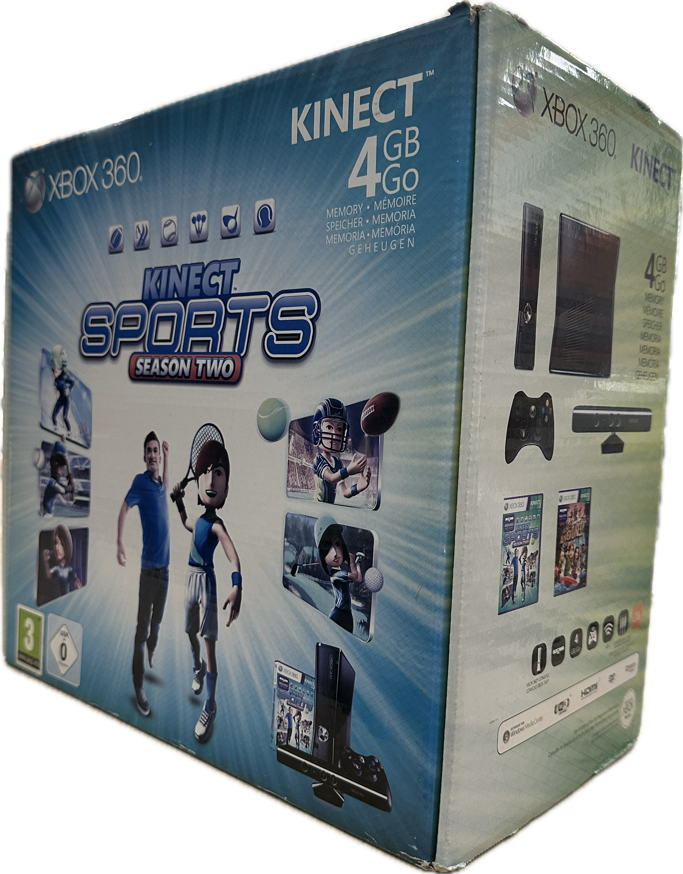 Xbox 360 Slim 4GB + Kinect + Kinect Sports Season Two