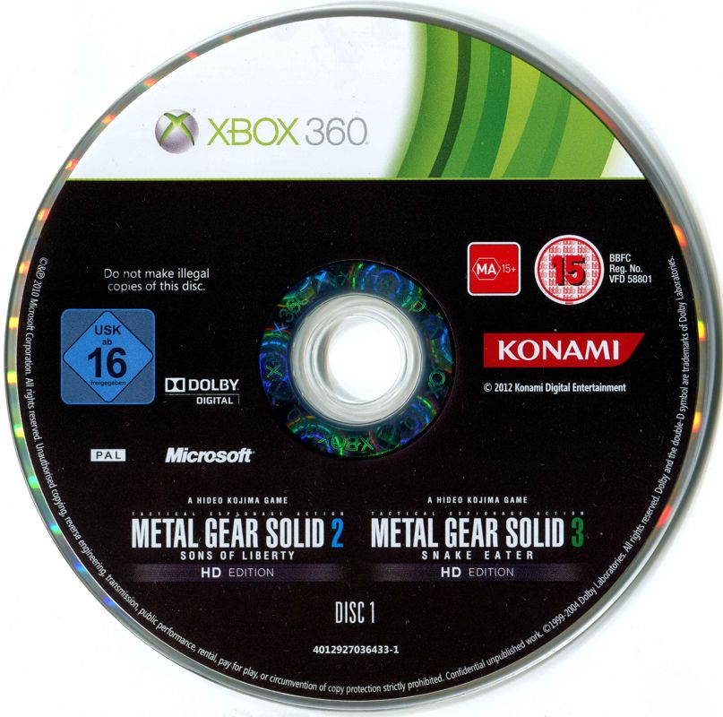 Metal Gear Solid Hd Collection Disc 1 (Mgs 2 , Mgs 3)