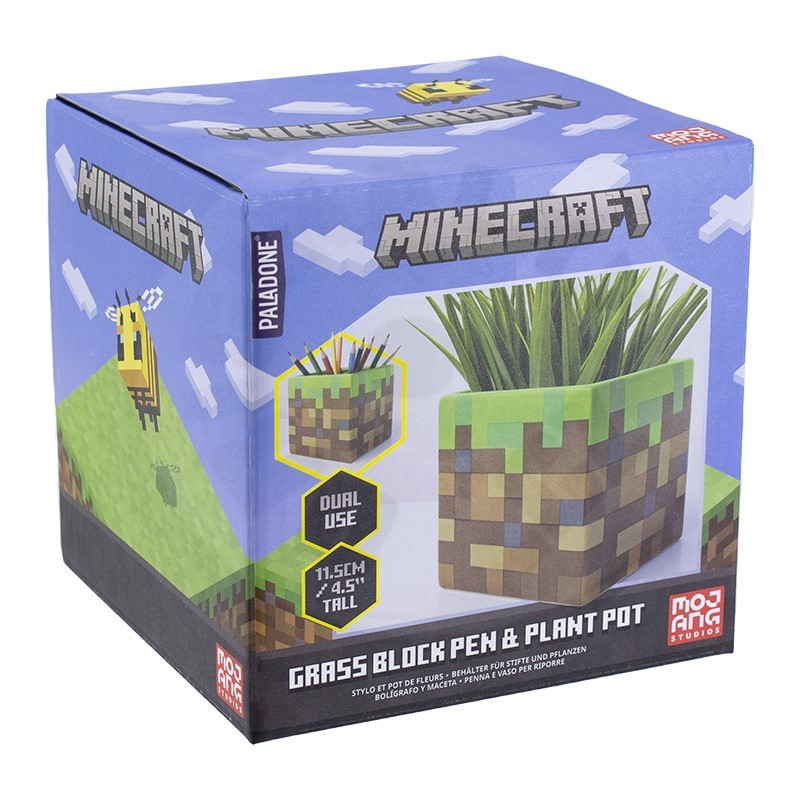 Minecraft  Grass Block ceruza és virágtartó